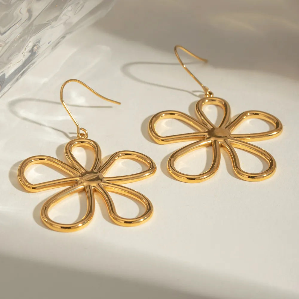 Simple and elegant stainless steel line flower earrings and earrings accessories