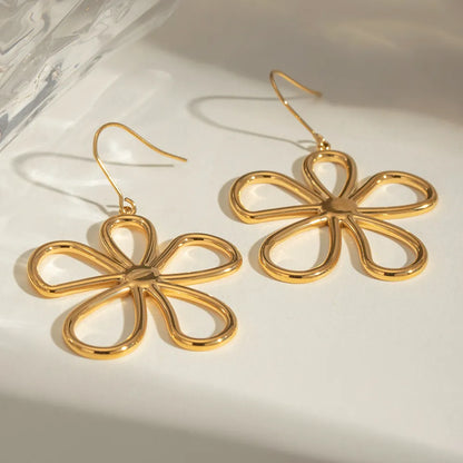 Simple and elegant stainless steel line flower earrings and earrings accessories